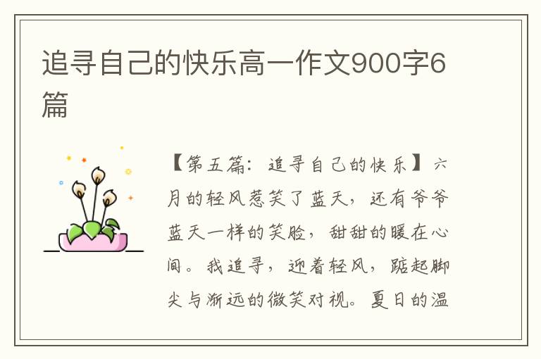 追寻自己的快乐高一作文900字6篇