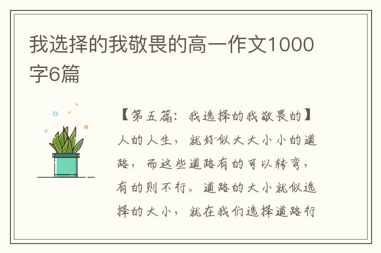 我选择的我敬畏的高一作文1000字6篇