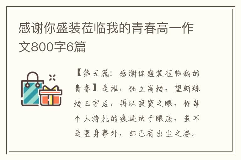 感谢你盛装莅临我的青春高一作文800字6篇