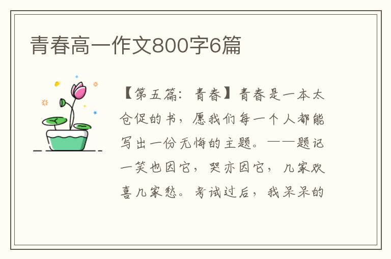 青春高一作文800字6篇