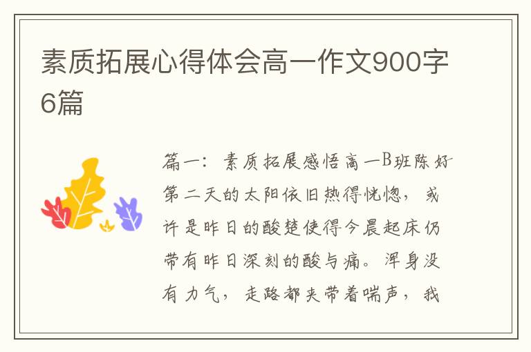 素质拓展心得体会高一作文900字6篇