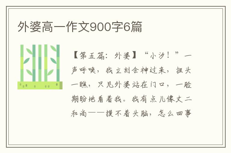 外婆高一作文900字6篇