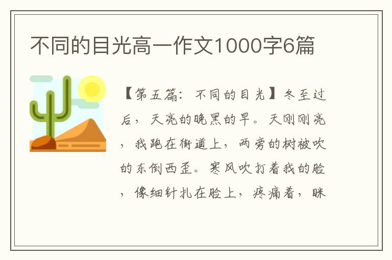 不同的目光高一作文1000字6篇