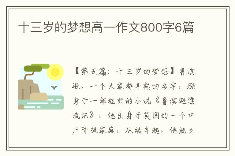 十三岁的梦想高一作文800字6篇