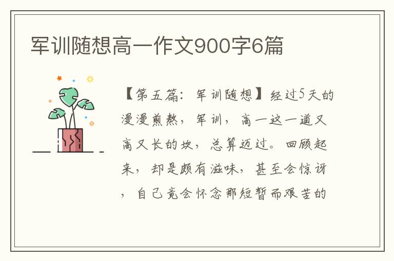 军训随想高一作文900字6篇