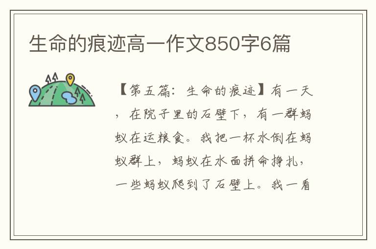 生命的痕迹高一作文850字6篇