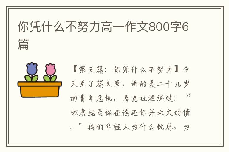 你凭什么不努力高一作文800字6篇