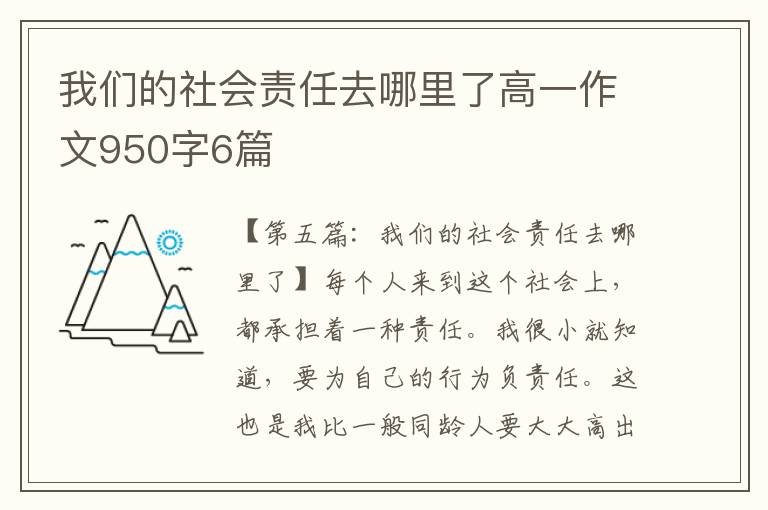 我们的社会责任去哪里了高一作文950字6篇