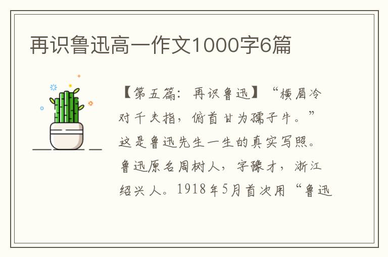 再识鲁迅高一作文1000字6篇