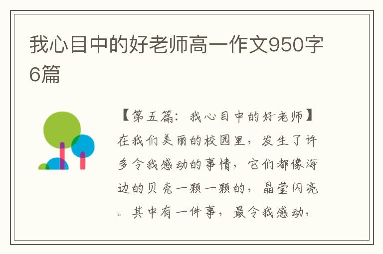 我心目中的好老师高一作文950字6篇