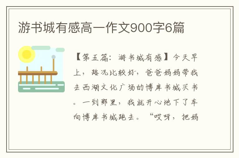 游书城有感高一作文900字6篇