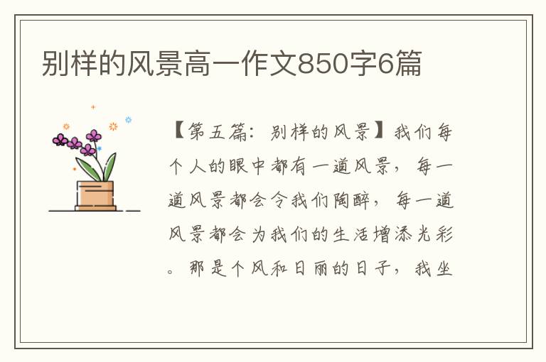 别样的风景高一作文850字6篇