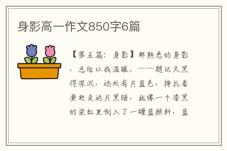 身影高一作文850字6篇