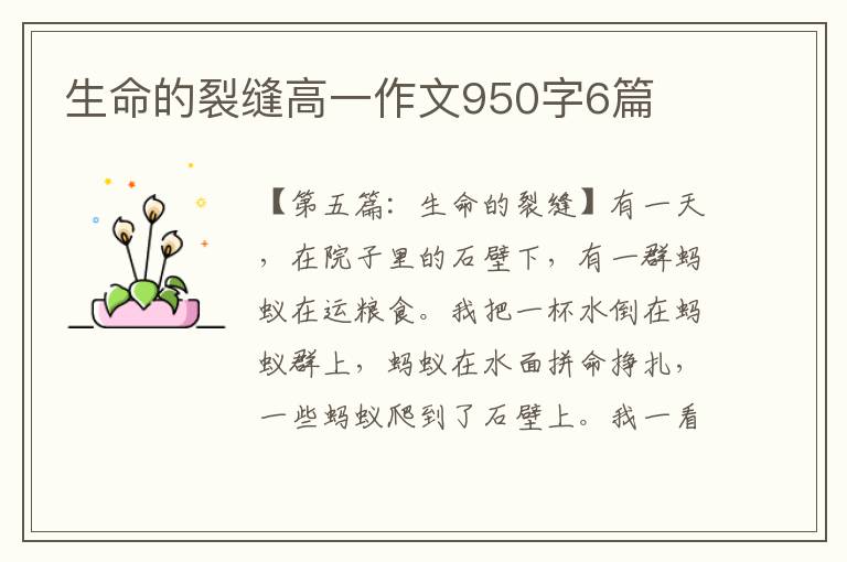 生命的裂缝高一作文950字6篇