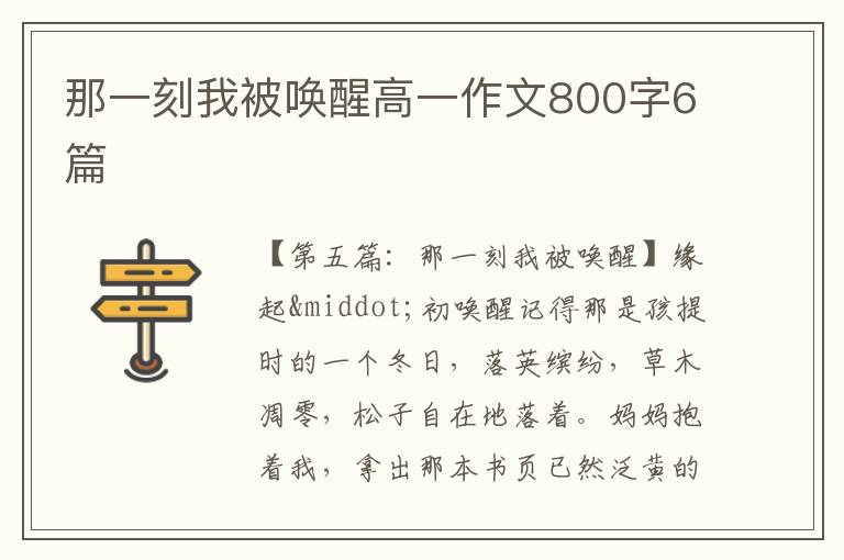 那一刻我被唤醒高一作文800字6篇