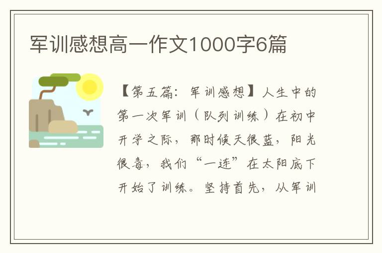 军训感想高一作文1000字6篇