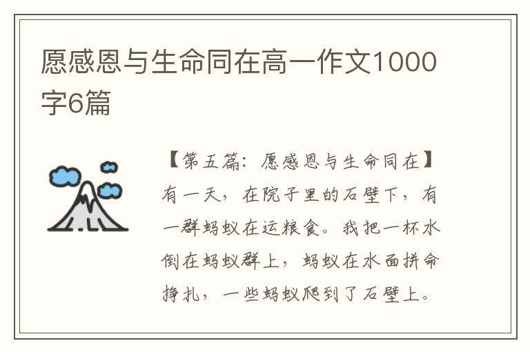 愿感恩与生命同在高一作文1000字6篇