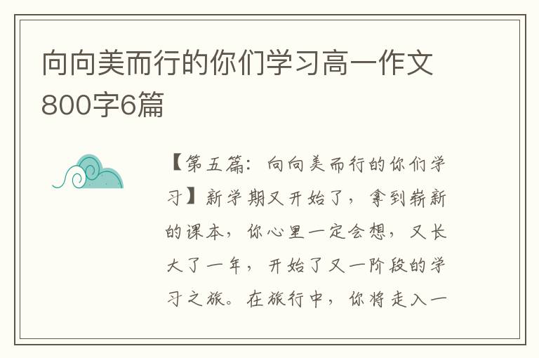 向向美而行的你们学习高一作文800字6篇