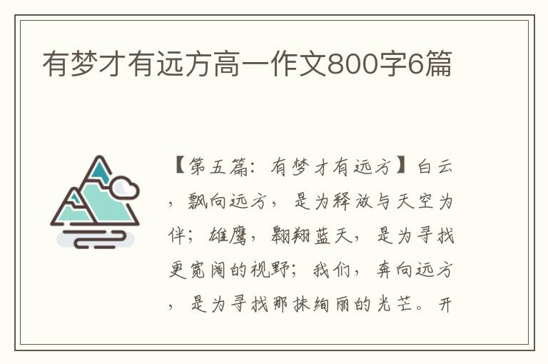 有梦才有远方高一作文800字6篇