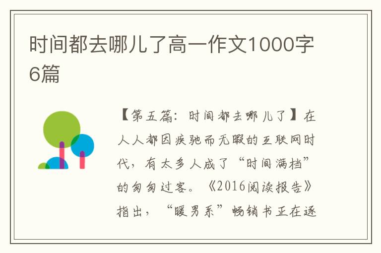 时间都去哪儿了高一作文1000字6篇