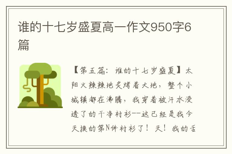 谁的十七岁盛夏高一作文950字6篇