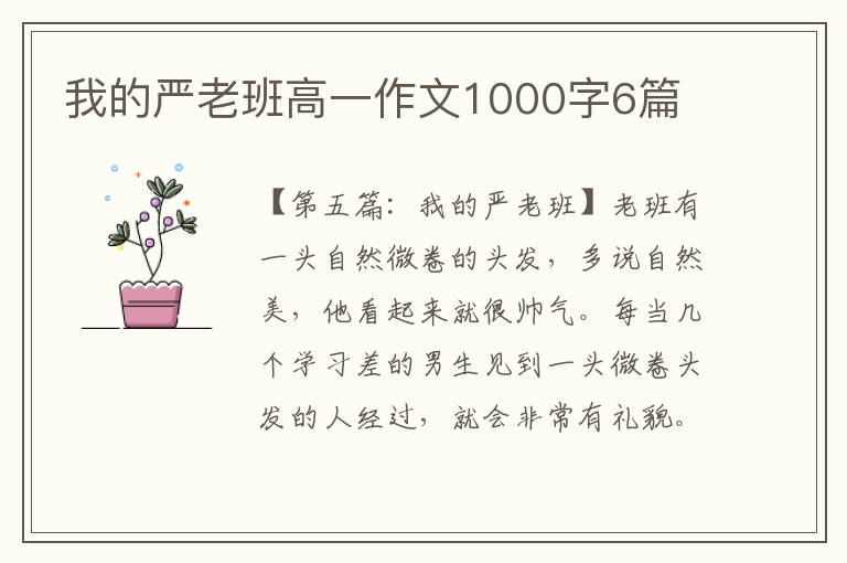 我的严老班高一作文1000字6篇