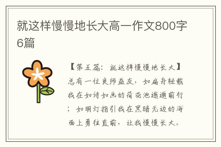 就这样慢慢地长大高一作文800字6篇