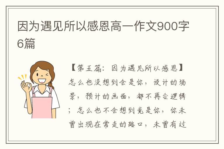 因为遇见所以感恩高一作文900字6篇