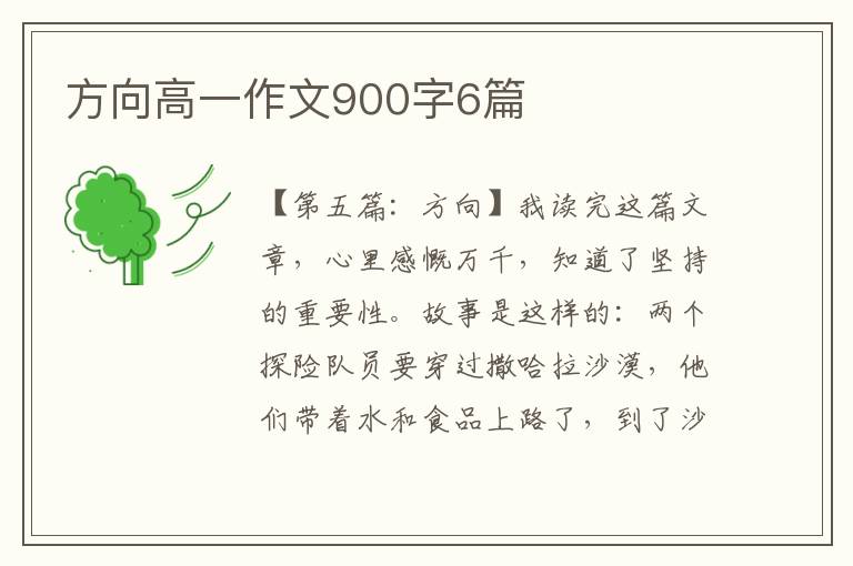 方向高一作文900字6篇