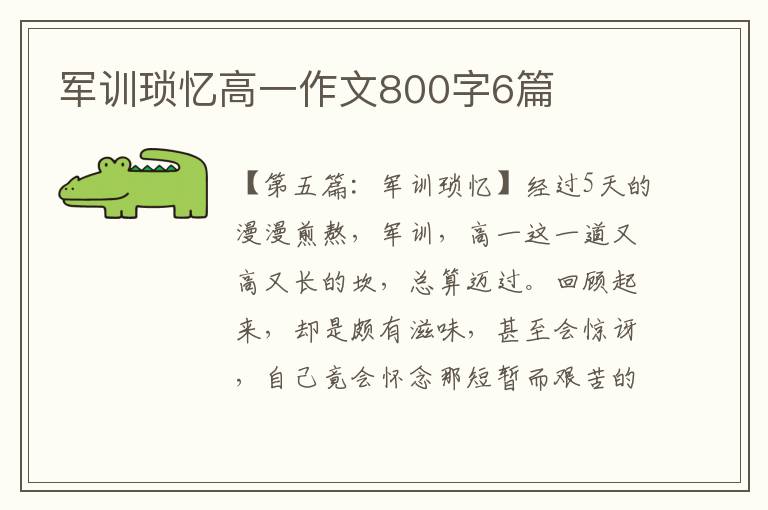 军训琐忆高一作文800字6篇