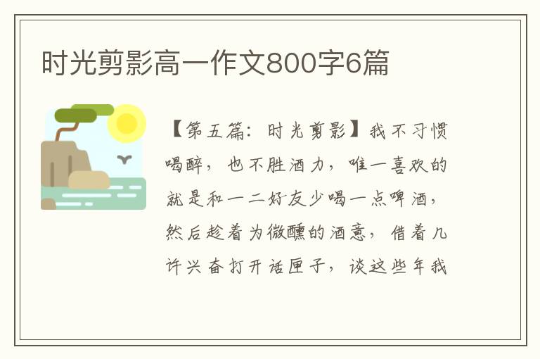 时光剪影高一作文800字6篇