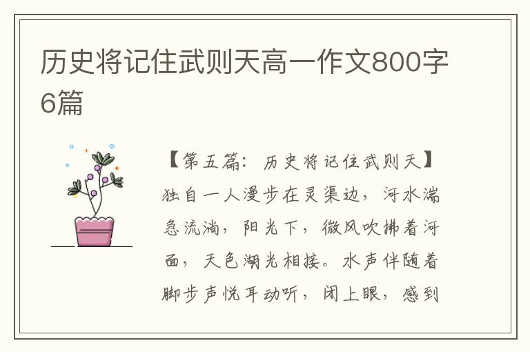 历史将记住武则天高一作文800字6篇