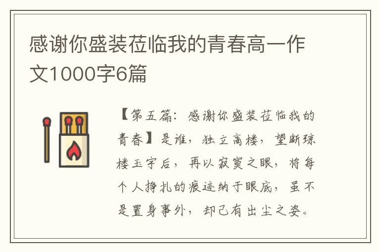 感谢你盛装莅临我的青春高一作文1000字6篇