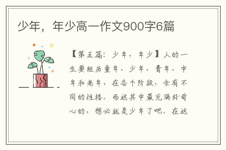 少年，年少高一作文900字6篇