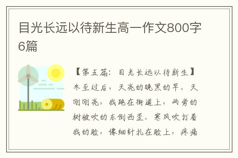 目光长远以待新生高一作文800字6篇