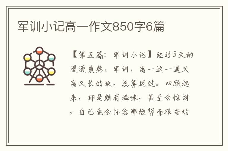 军训小记高一作文850字6篇