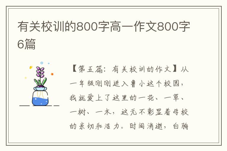 有关校训的800字高一作文800字6篇