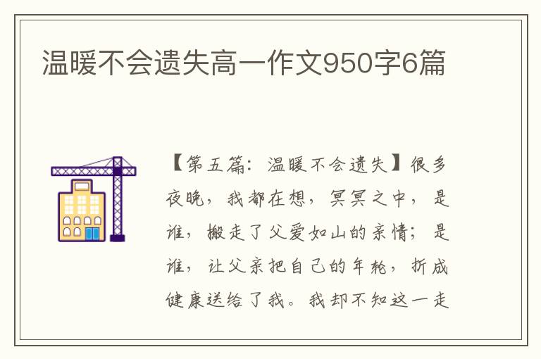 温暖不会遗失高一作文950字6篇