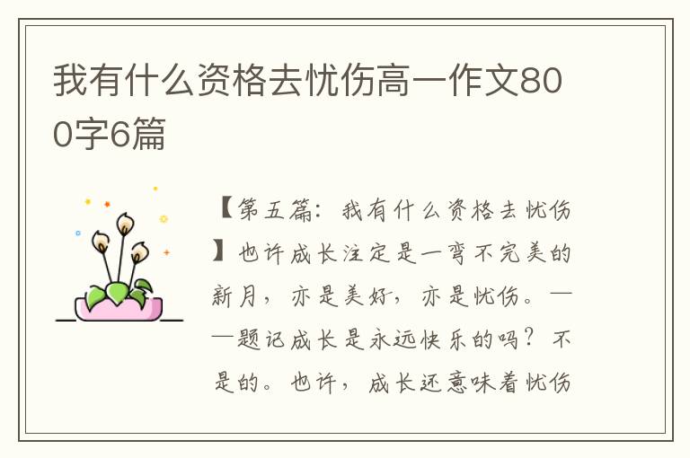 我有什么资格去忧伤高一作文800字6篇