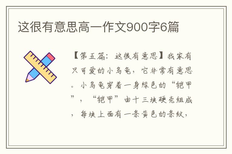 这很有意思高一作文900字6篇