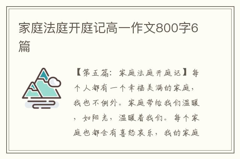 家庭法庭开庭记高一作文800字6篇