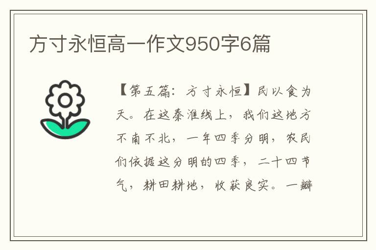 方寸永恒高一作文950字6篇