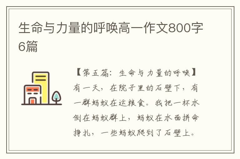 生命与力量的呼唤高一作文800字6篇