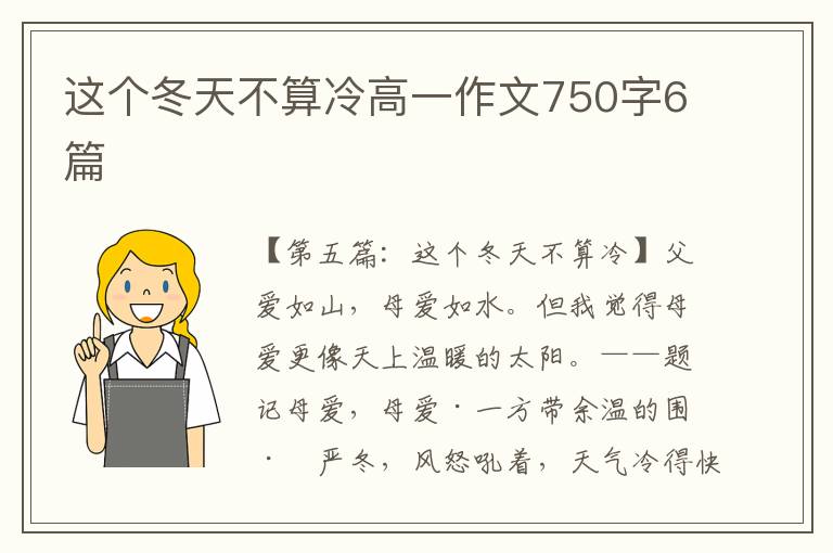 这个冬天不算冷高一作文750字6篇