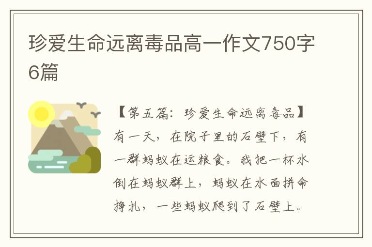 珍爱生命远离毒品高一作文750字6篇