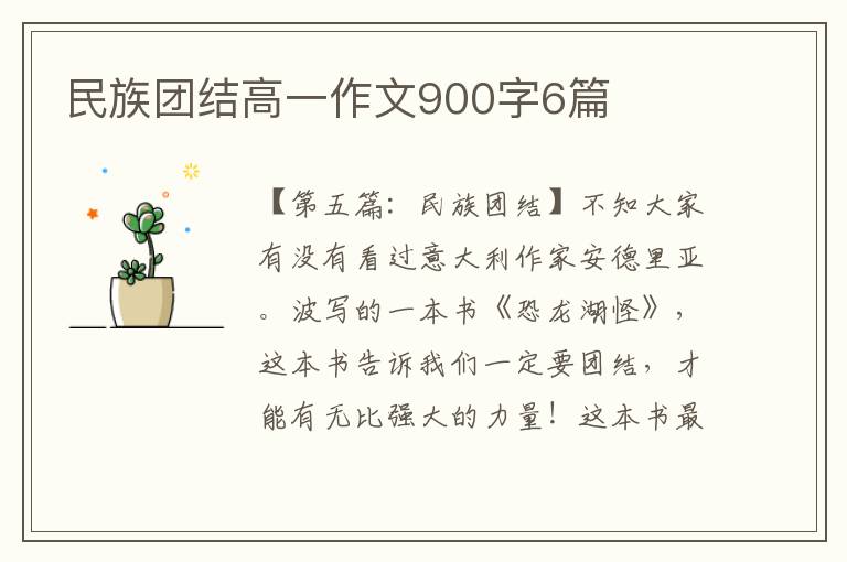 民族团结高一作文900字6篇