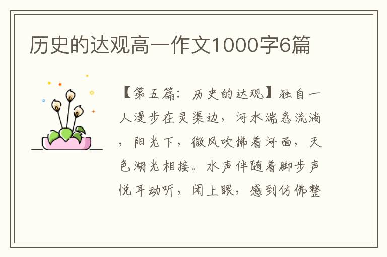 历史的达观高一作文1000字6篇