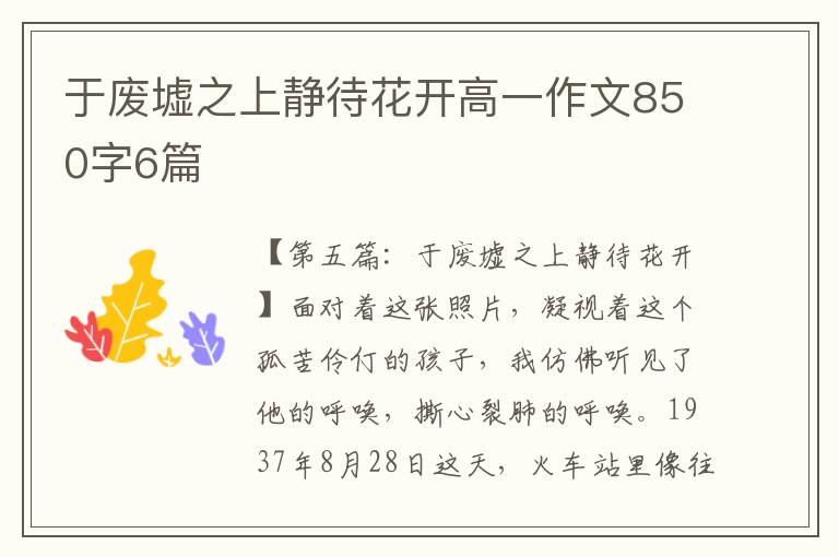 于废墟之上静待花开高一作文850字6篇