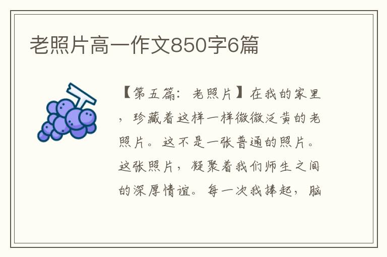 老照片高一作文850字6篇