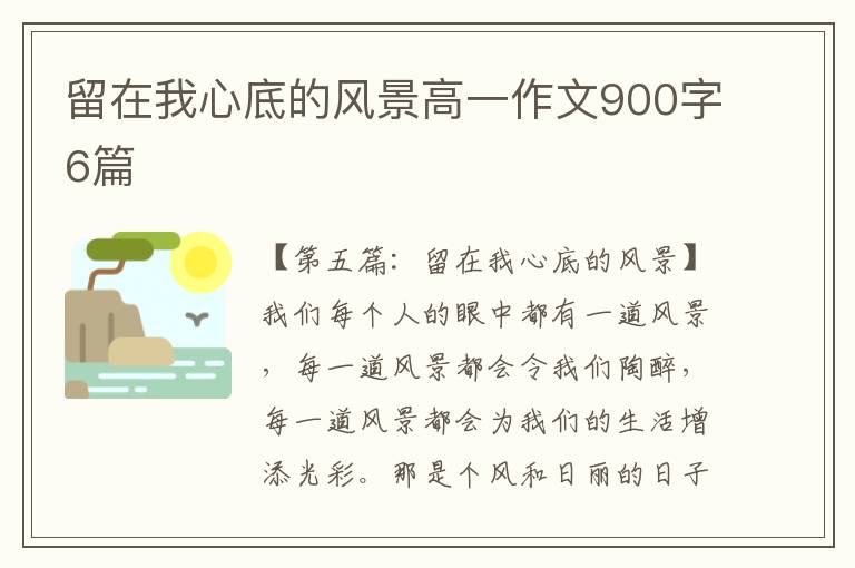 留在我心底的风景高一作文900字6篇